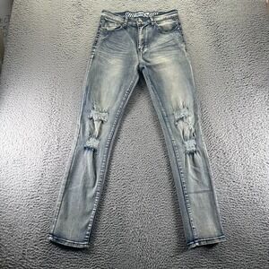 R GRST Jeans Mens 30x31 Gray Cotton Denim Skinny Distressed Workwear Stretch